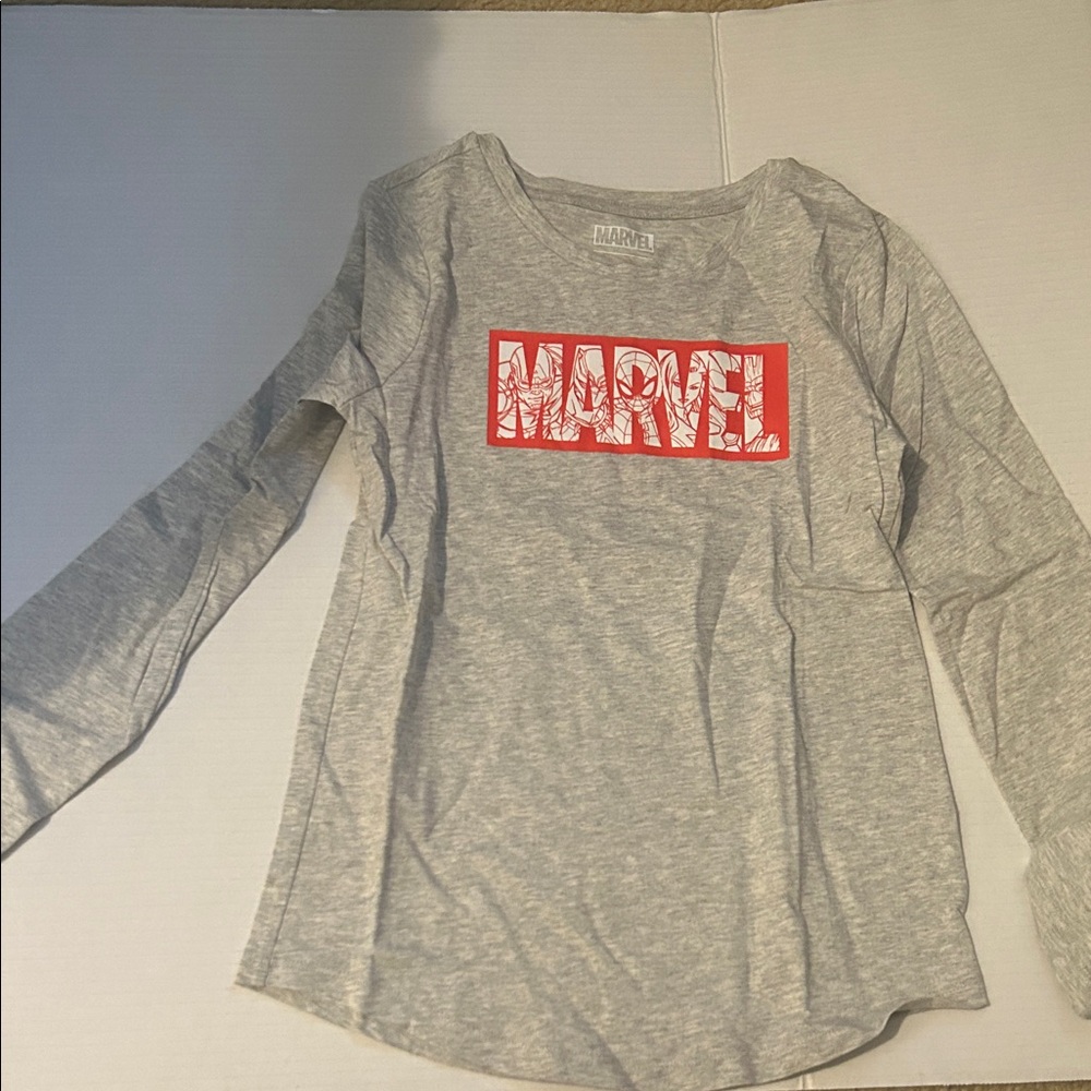 Marvel Kids Gray Long Sleeve Tee with Red Logo. Size 12